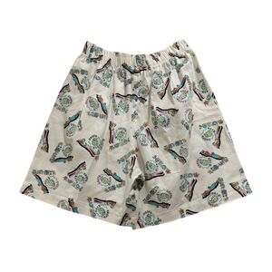 KWBL Los Angeles Costa Rica Print Elastic Waist Shorts White Multicolor Size L